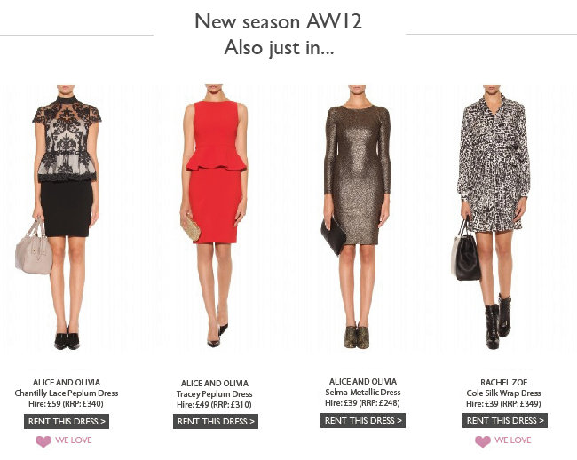 New AW12 collection dresses to hire at Girl Meets Dress from GBP39 to GBP49