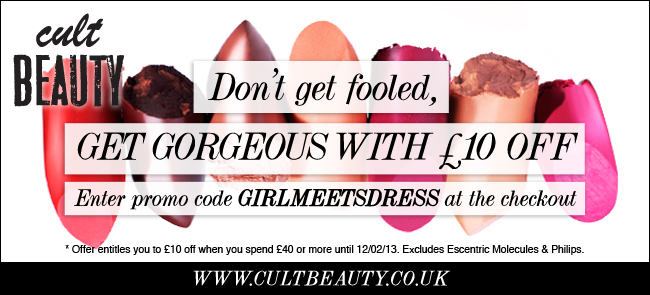 Get £10 off beauty products from Cult Beauty