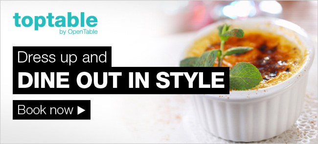 Find and book tables at the UK's favourite restaurants with toptable; book lunch at a neighbourhood bistro or dinner at an exclusive celebrity chef restaurant. With nearly 4,000 bookable restaurants to choose from you're sure to find the perfect one for you.